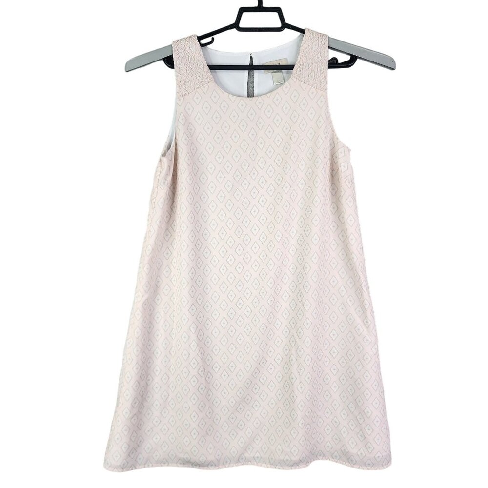 Women's Loft Outlet Sleeveless A Line Dress Diamond Pattern Pink & White Size S